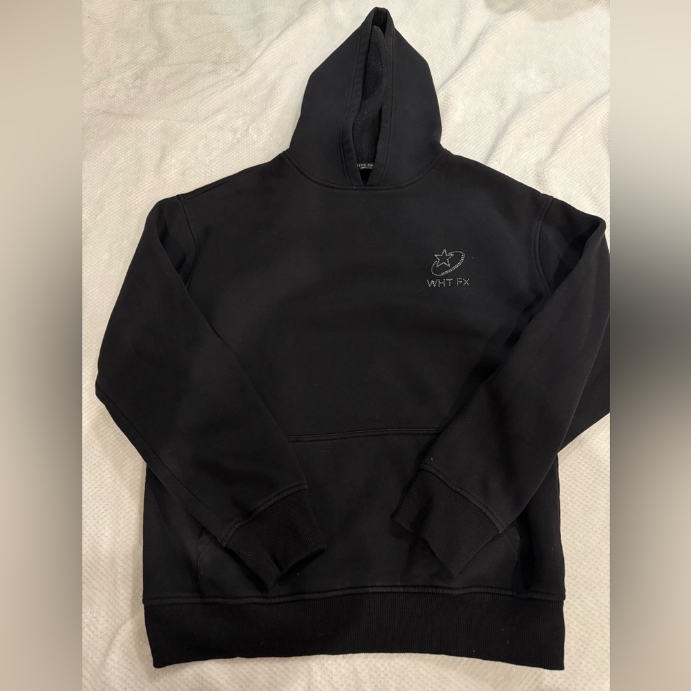 white fox rhinestone hoodie